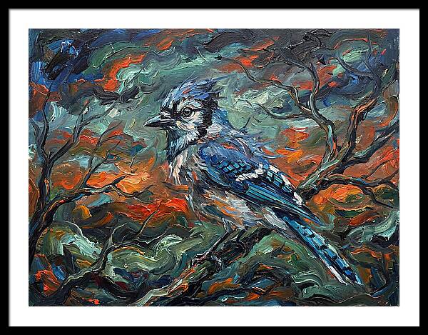 Blue Jay In Expressionist Style
