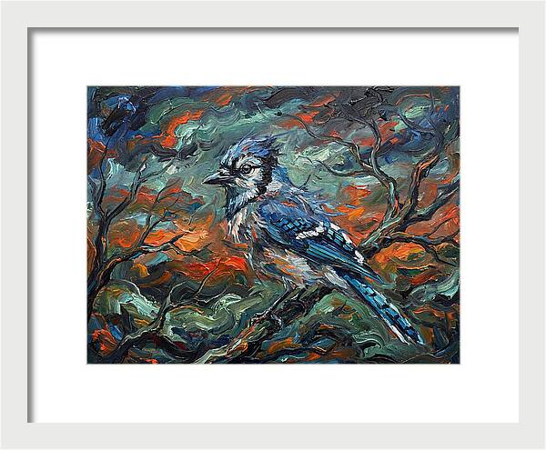 Blue Jay In Expressionist Style
