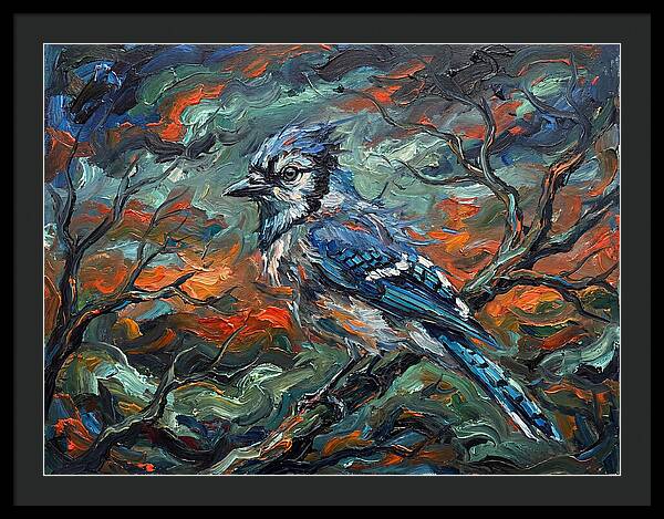 Blue Jay In Expressionist Style