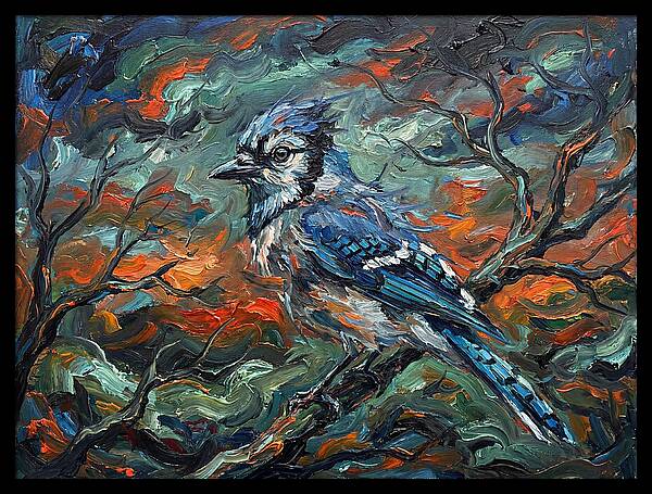 Blue Jay In Expressionist Style