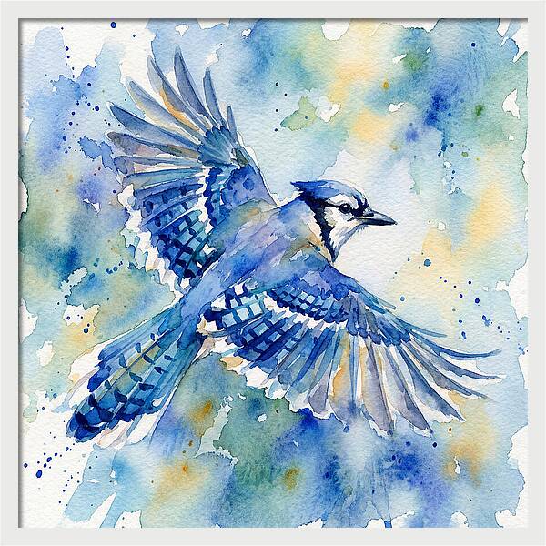 Blue Jay In Flight