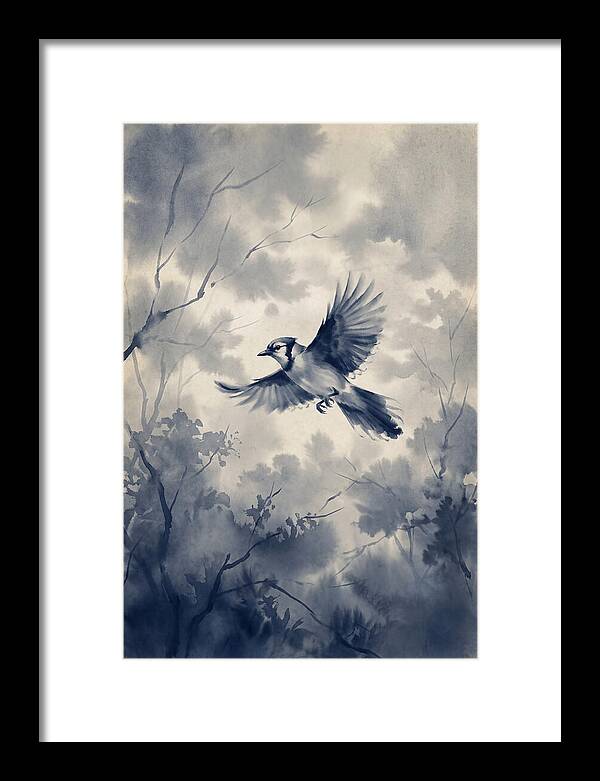 Blue Jay In Mid Flight