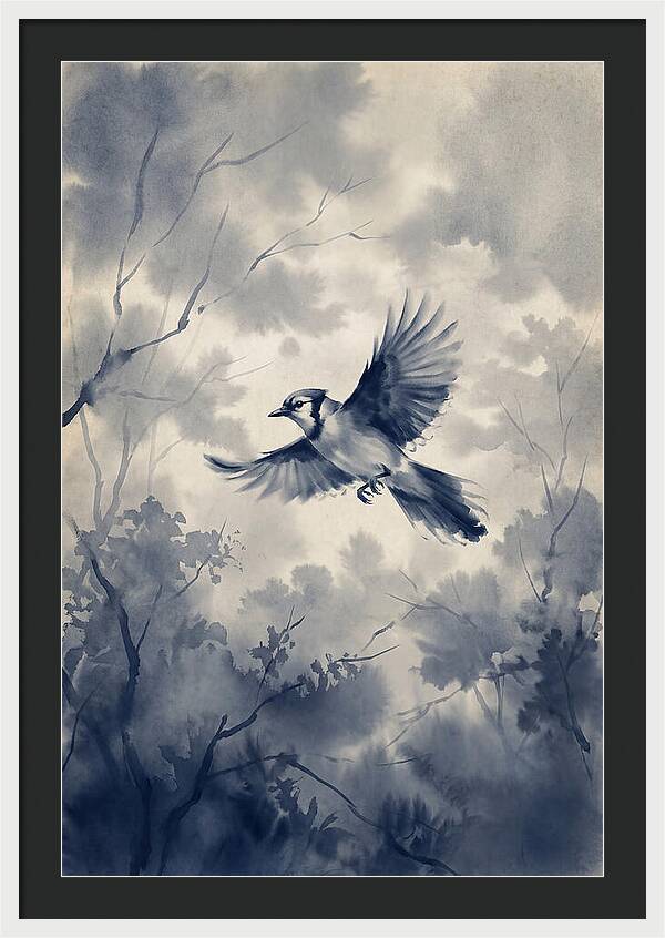 Blue Jay In Mid Flight