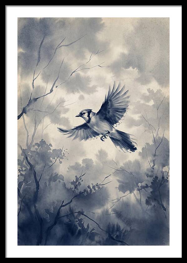 Blue Jay In Mid Flight