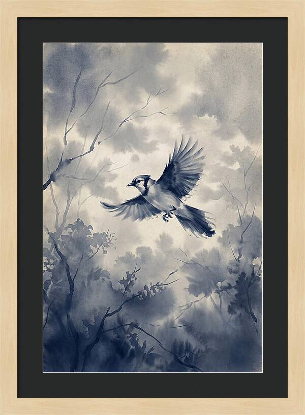 Blue Jay In Mid Flight