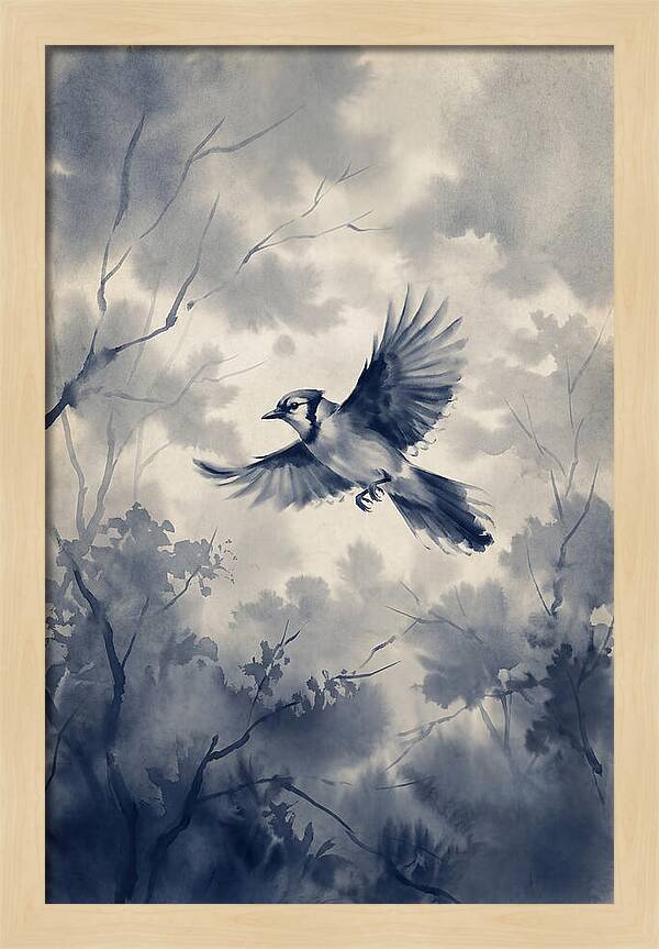 Blue Jay In Mid Flight