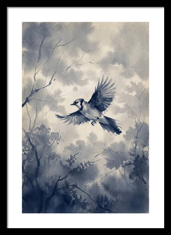 Blue Jay In Mid Flight