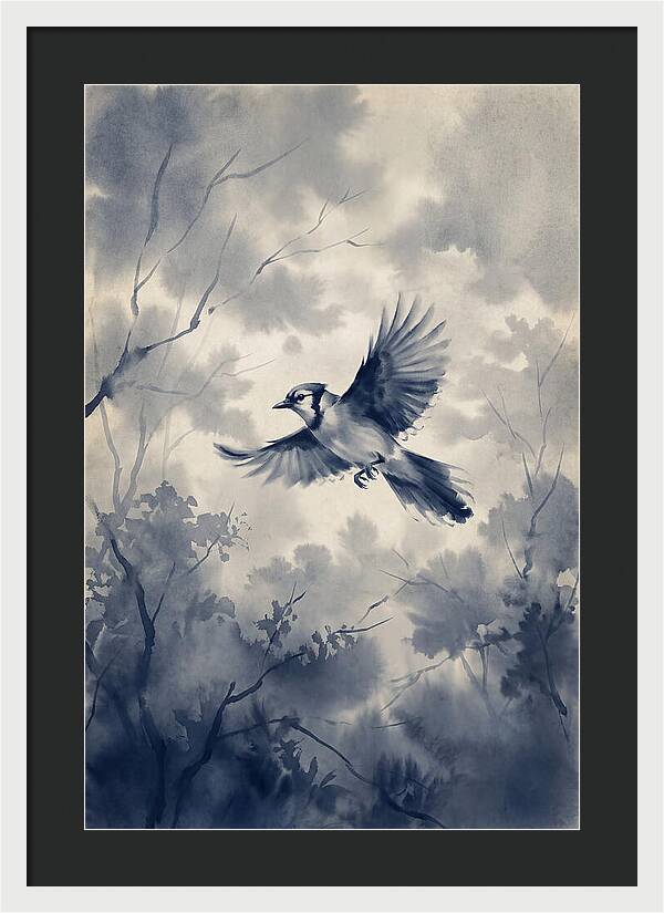 Blue Jay In Mid Flight