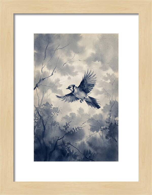 Blue Jay In Mid Flight