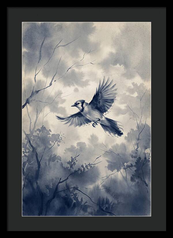 Blue Jay In Mid Flight
