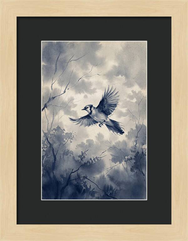 Blue Jay In Mid Flight