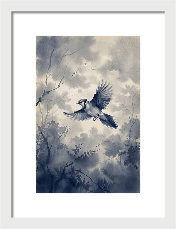 Blue Jay In Mid Flight
