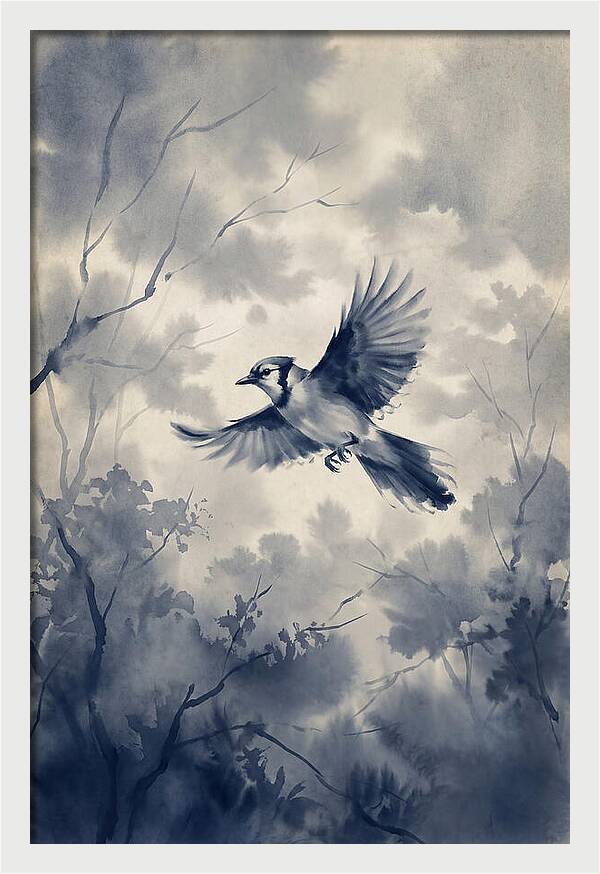 Blue Jay In Mid Flight