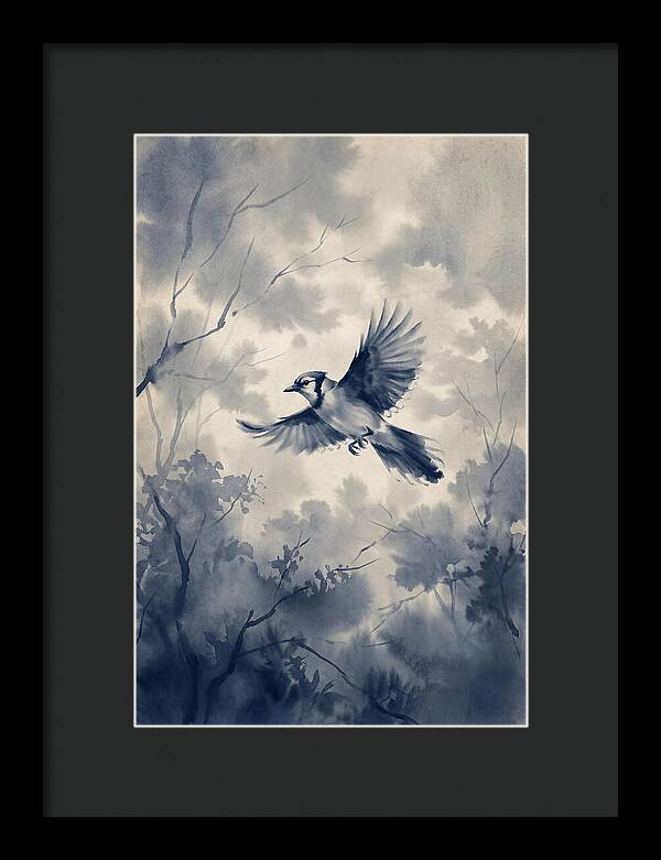 Blue Jay In Mid Flight