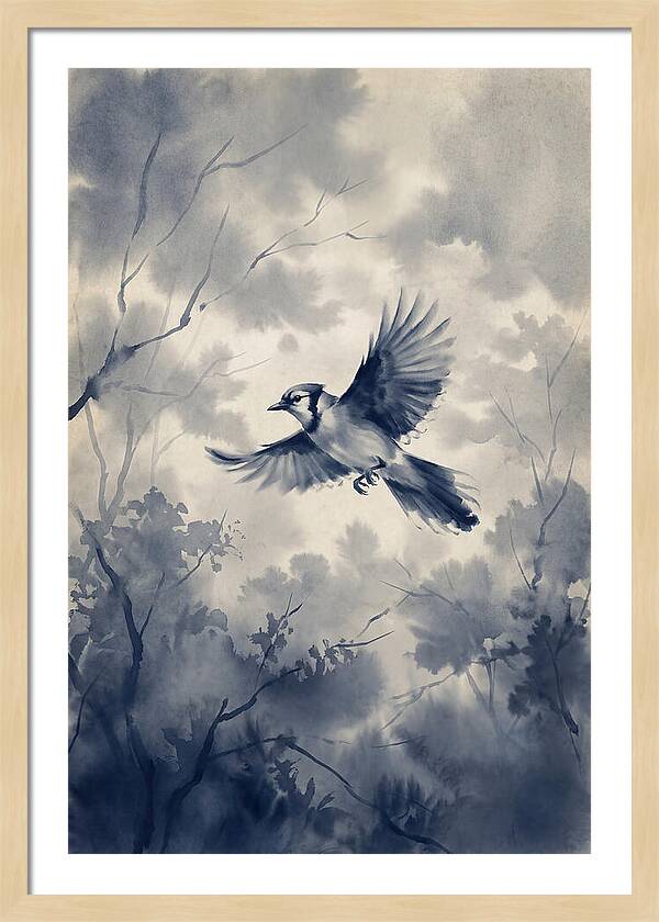 Blue Jay In Mid Flight