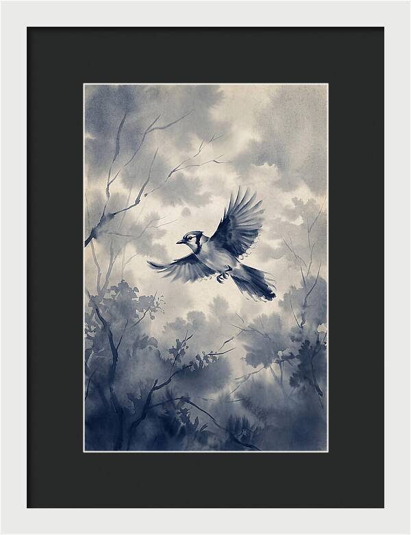 Blue Jay In Mid Flight