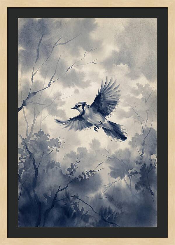Blue Jay In Mid Flight