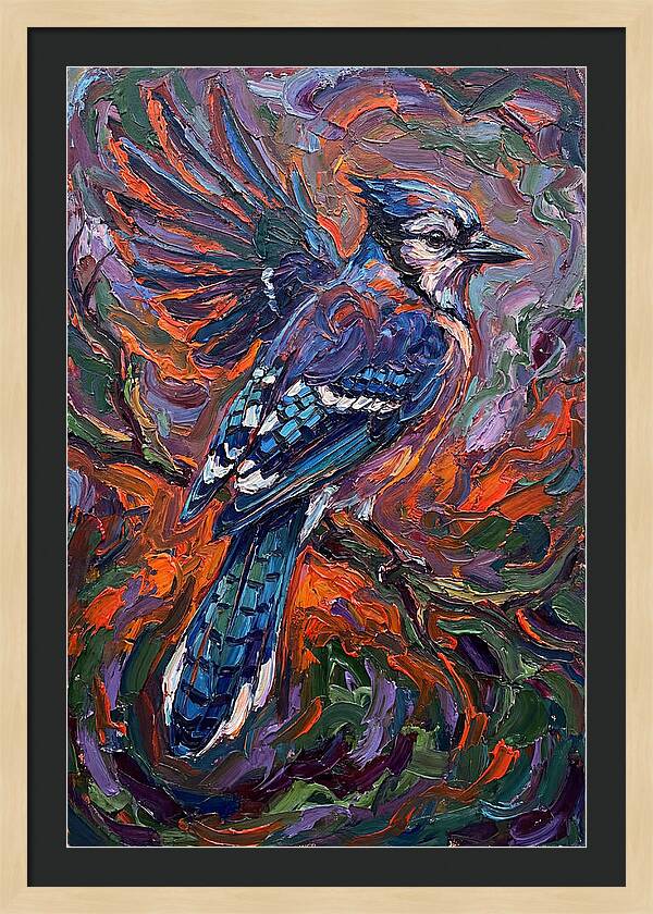 Blue Jay In Vibrant Flight