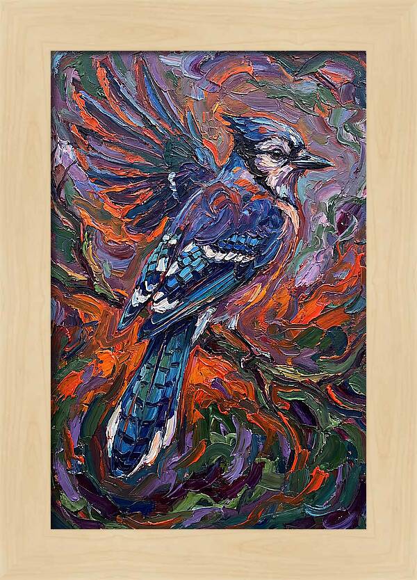Blue Jay In Vibrant Flight