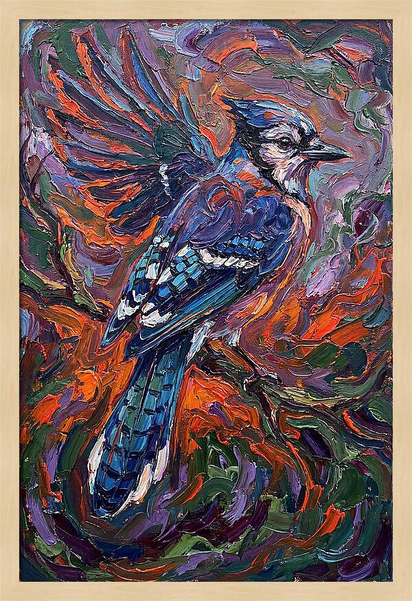 Blue Jay In Vibrant Flight