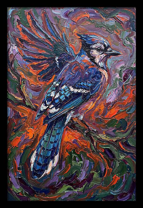 Blue Jay In Vibrant Flight