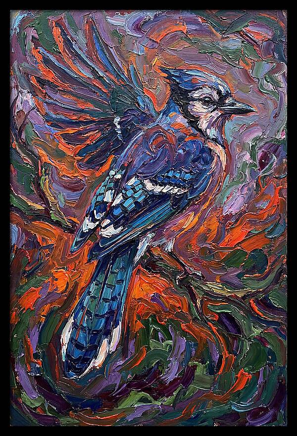 Blue Jay In Vibrant Flight