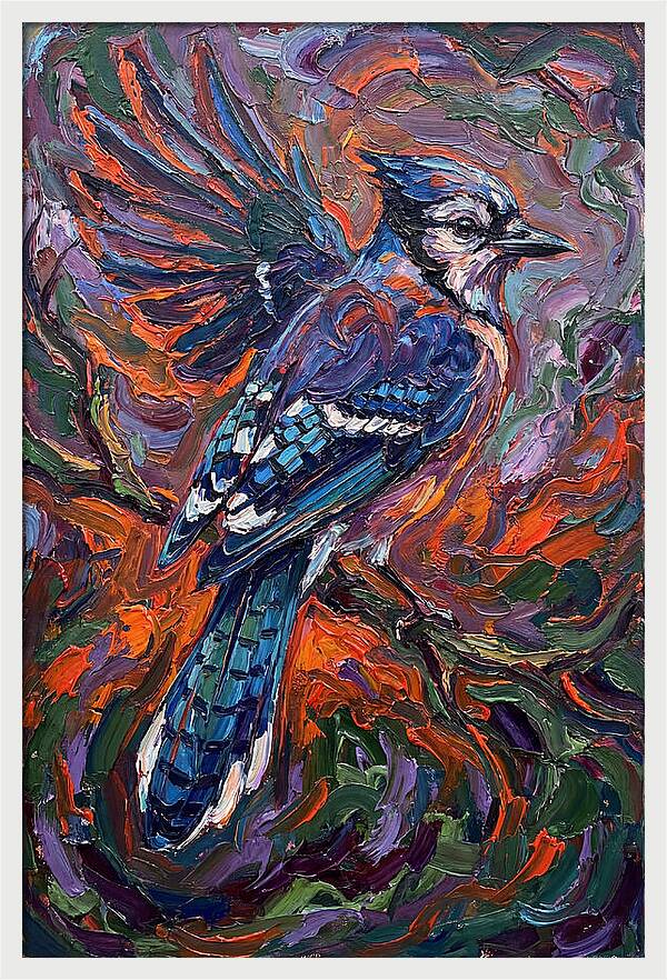 Blue Jay In Vibrant Flight