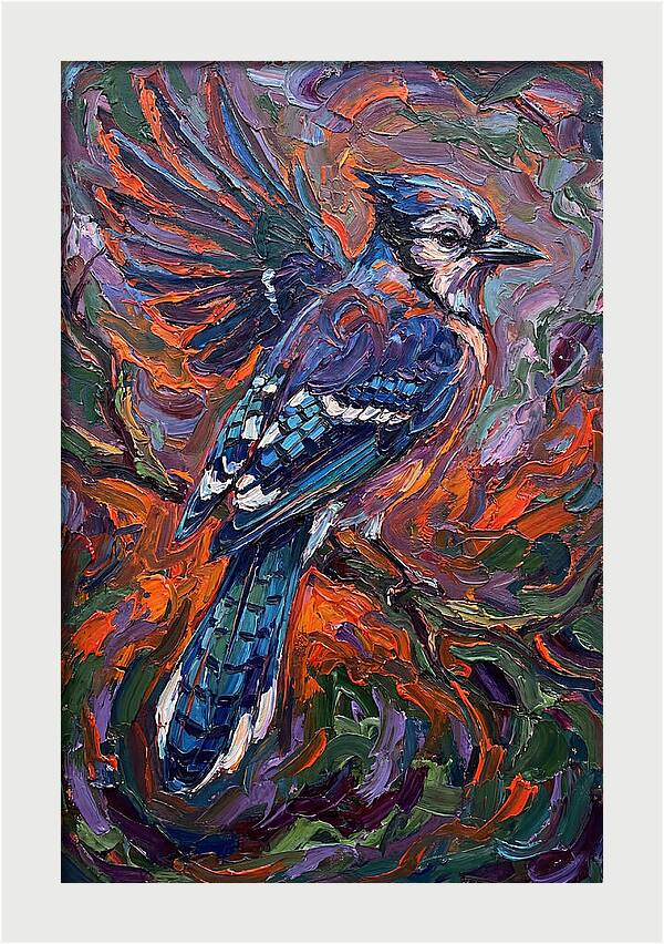 Blue Jay In Vibrant Flight