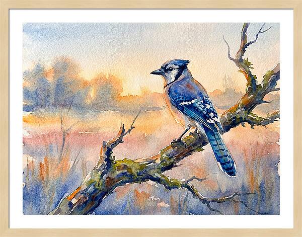 Blue Jay Perched At Dusk