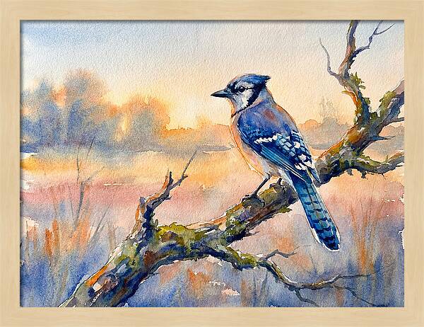 Blue Jay Perched At Dusk