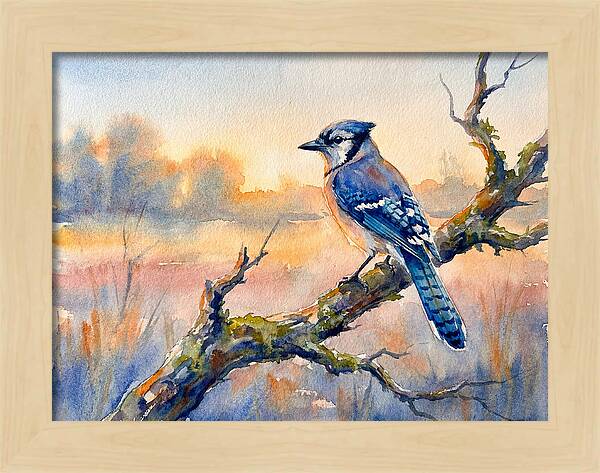 Blue Jay Perched At Dusk