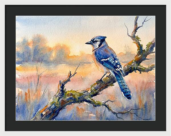 Blue Jay Perched At Dusk