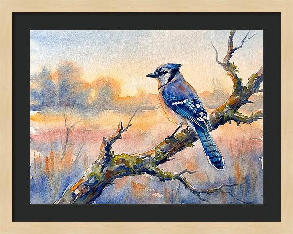 Blue Jay Perched At Dusk