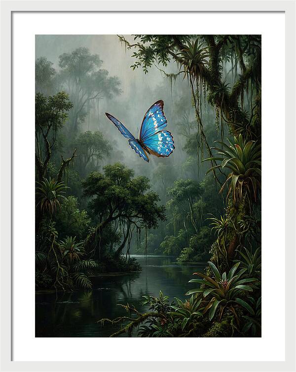 Blue Morpho Butterfly In Jungle