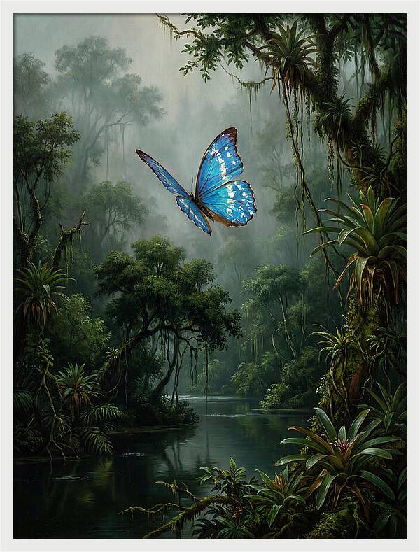 Blue Morpho Butterfly In Jungle