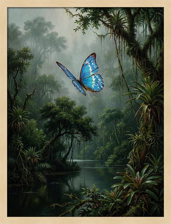 Blue Morpho Butterfly In Jungle