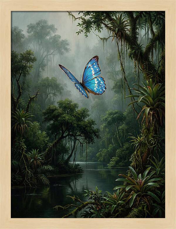 Blue Morpho Butterfly In Jungle