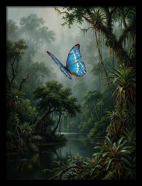 Blue Morpho Butterfly In Jungle