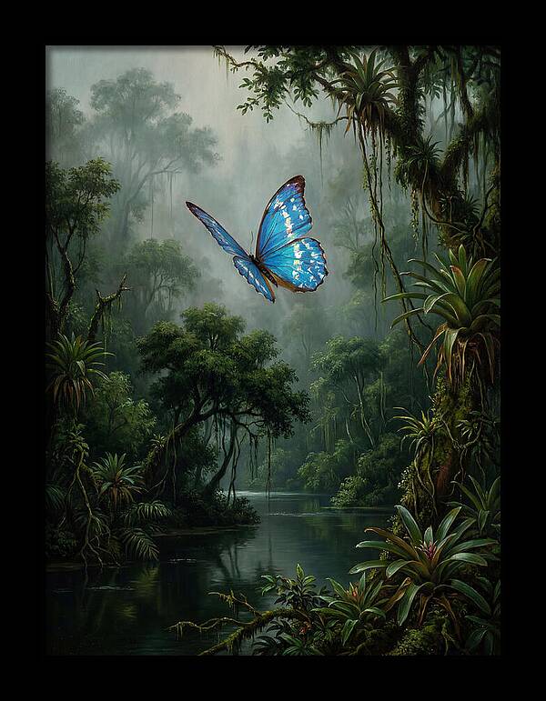 Blue Morpho Butterfly In Jungle