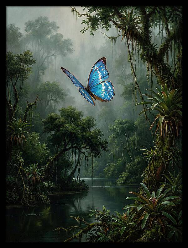 Blue Morpho Butterfly In Jungle