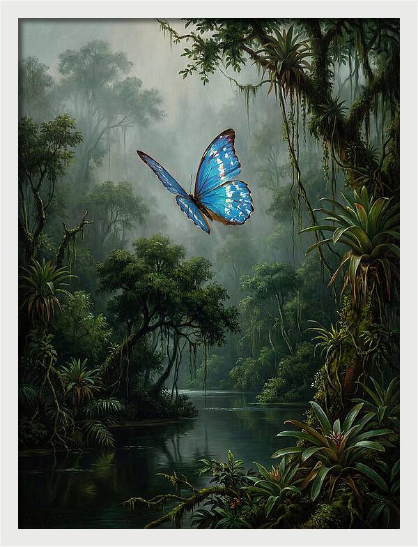 Blue Morpho Butterfly In Jungle