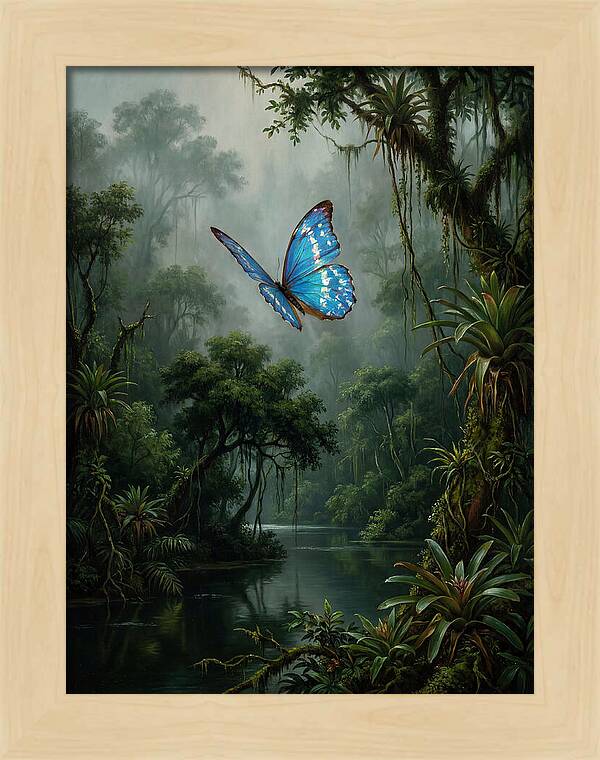 Blue Morpho Butterfly In Jungle