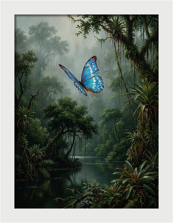 Blue Morpho Butterfly In Jungle