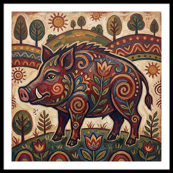 Boar Folk Art