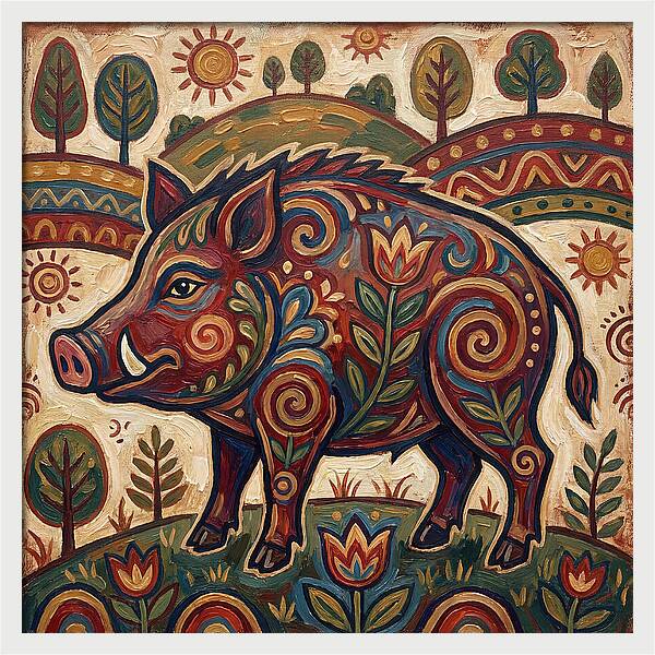 Boar Folk Art
