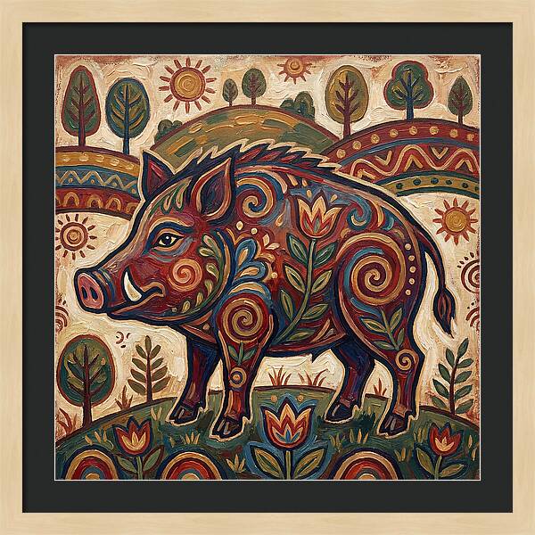 Boar Folk Art