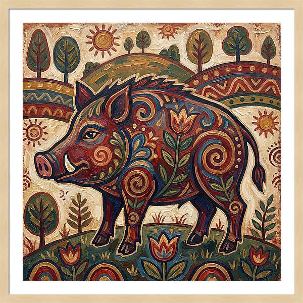 Boar Folk Art