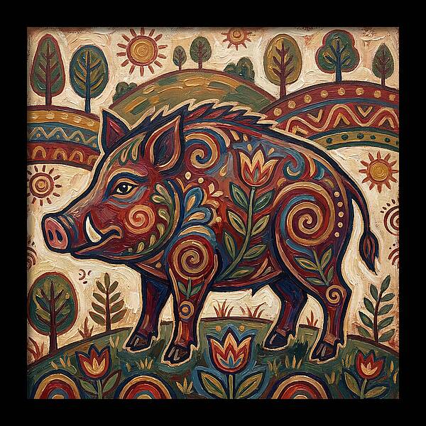 Boar Folk Art