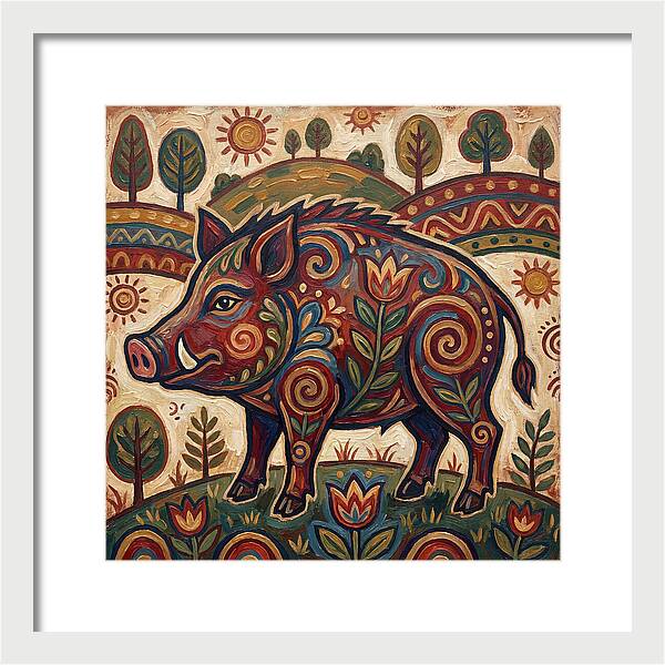 Boar Folk Art