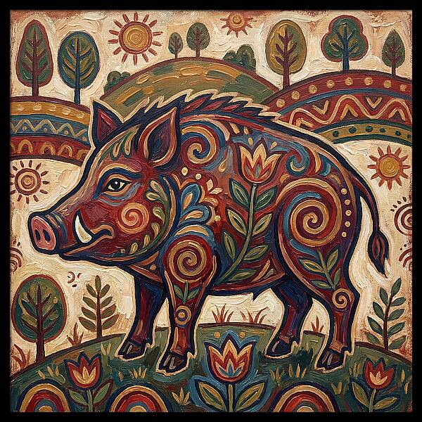 Boar Folk Art